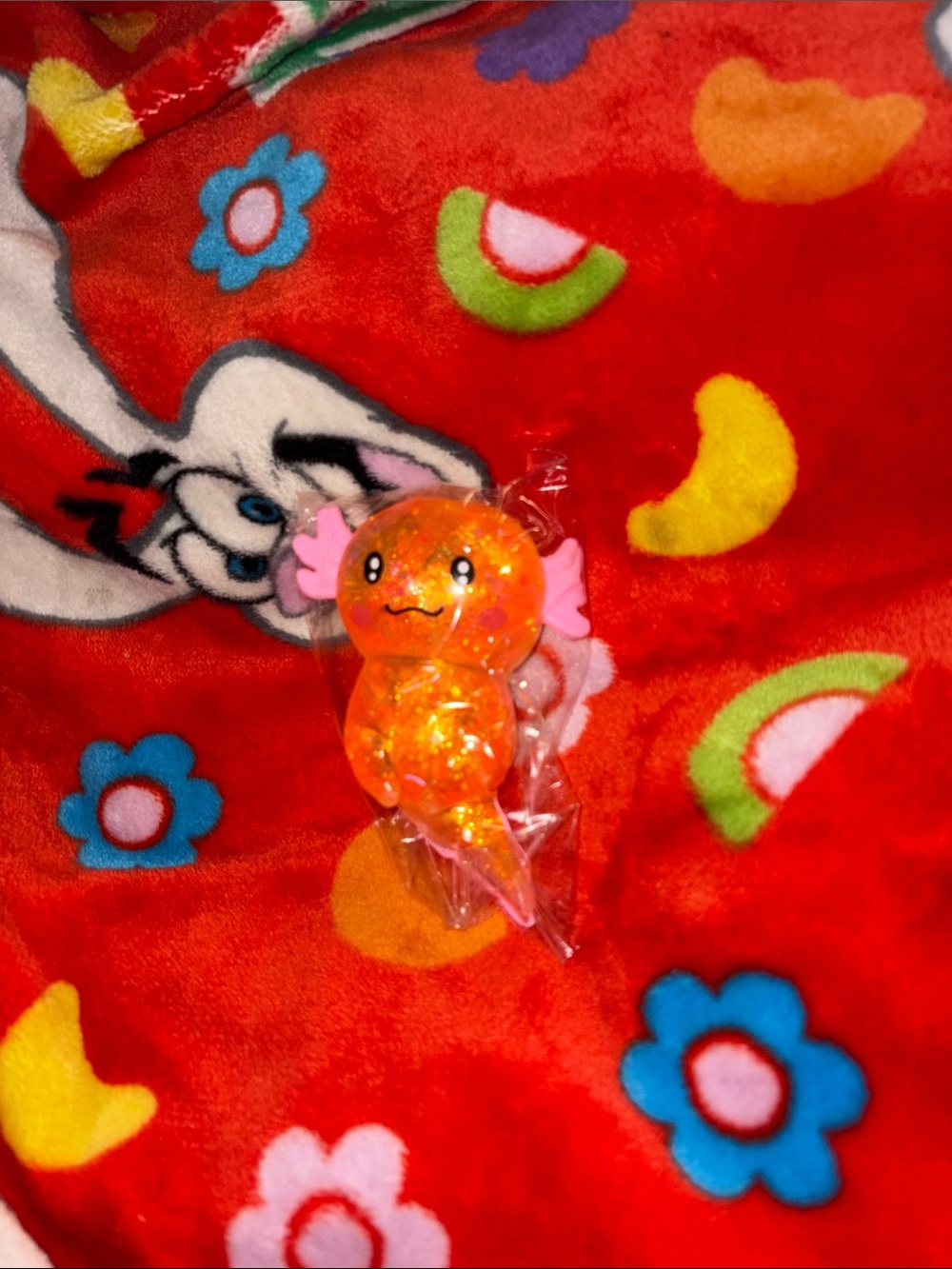 Small 2-3 inch Glitter Axolotl squishy viral Toy - orange New Quick Ship